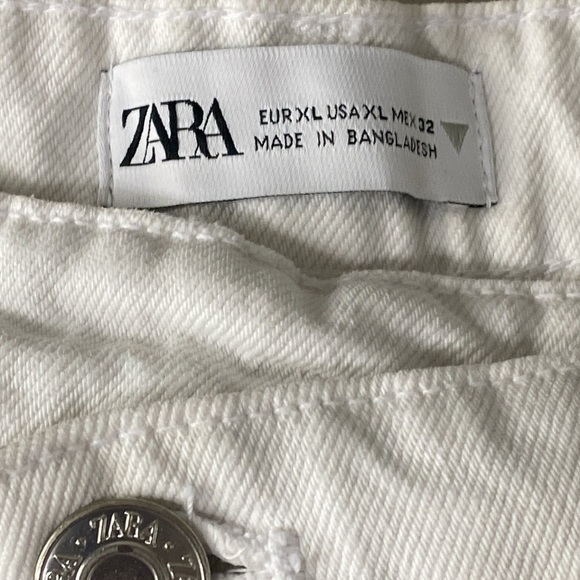Zara White Bohemian Streetwear Distressed Grunge Fringe Denim Mini Skirt Size XL - Picture 11 of 13